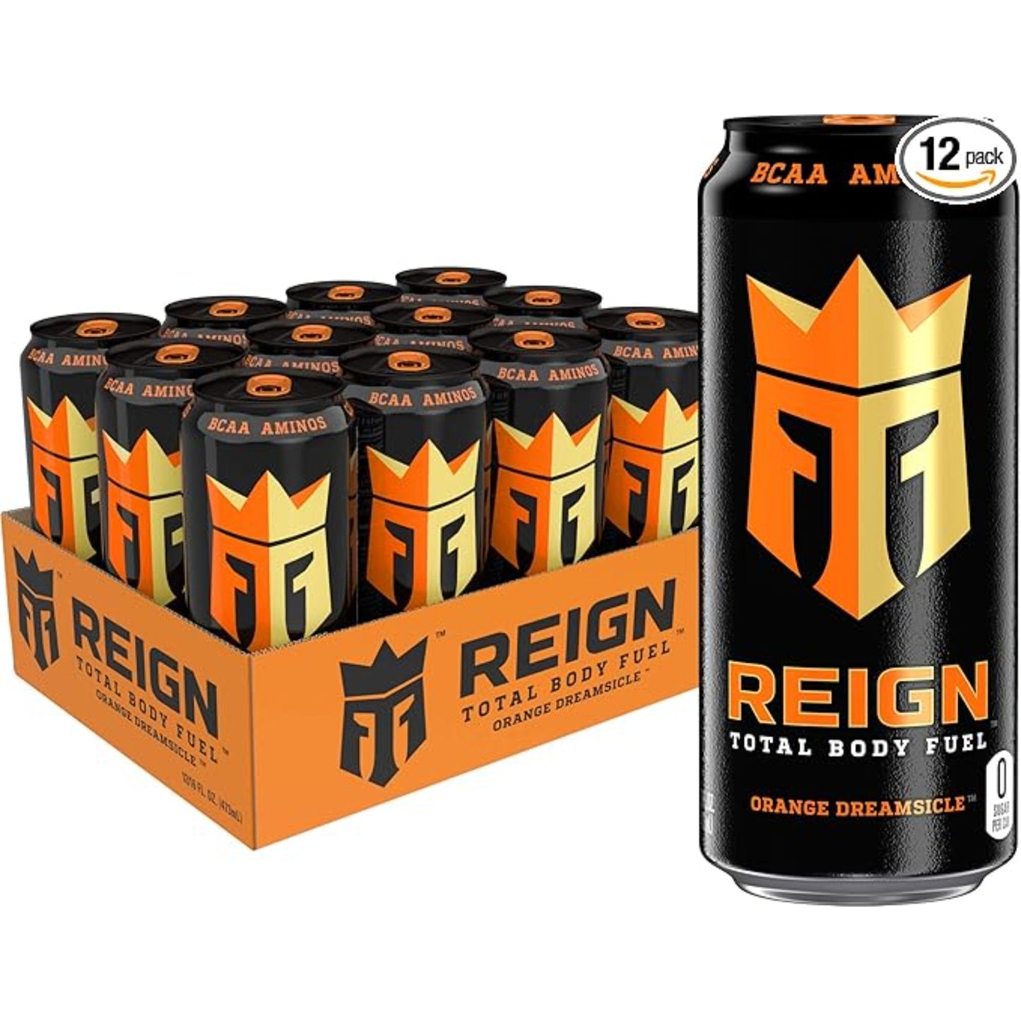 Reign Total Body Fuel, Orange Dreamsicle, Fitness & Performance Drink, 16 Fl Oz (Pack of 12)
