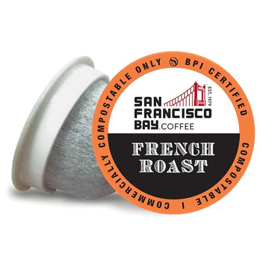 San Francisco Bay Coffee - Dark Roast - French Roast (80 ct) - Single Serve Coffee Pods, Commercially Compostable, K Cup Compatible