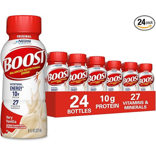 BOOST Original Ready to Drink Nutritional Drinks, Very Vanilla, 8 Fl Oz Bottles, Pack of 24