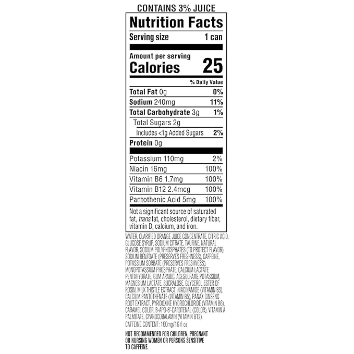 Rockstar Energy Drink with Caffeine Taurine and Electrolytes, Recovery Orange, 16 Fl Oz (Pack of 12)