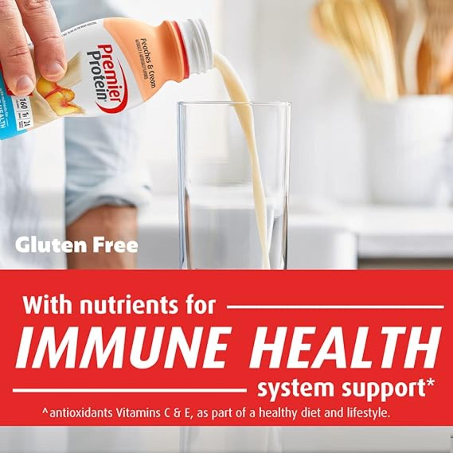 Premier Protein Shake 30g 1g Sugar 24 Vitamins Minerals Nutrients to Support Immune Health, Peaches & Cream, 11.5 Fl Oz (Pack of 12), Total 138 Fl Oz