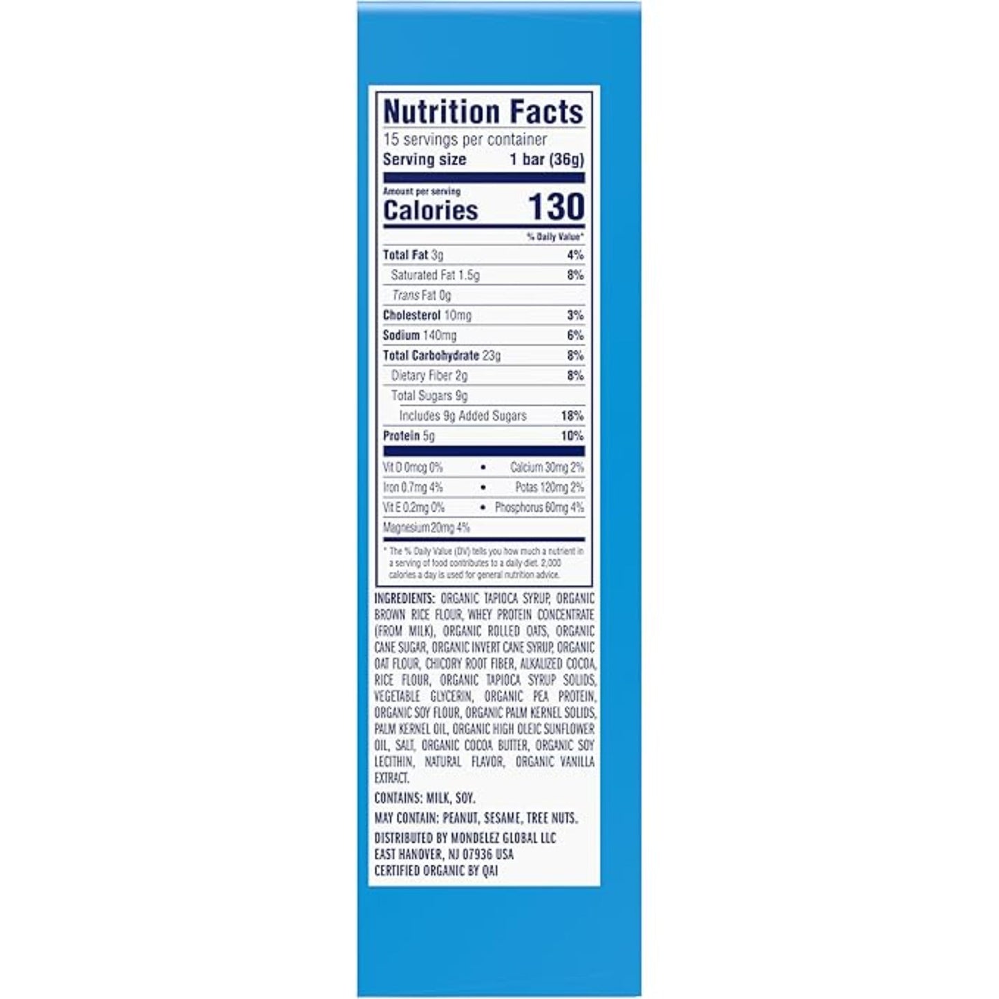 Zbar Protein - Cookies 'N Creme - Crispy Snack Bars - Made with Organic Oats - Non-GMO - 5g Protein - Gluten Free Protein Bars, School Snacks (15 Pack)